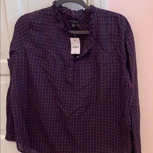 JCrew blouse. Size 12. Navy and red blouse. NWT